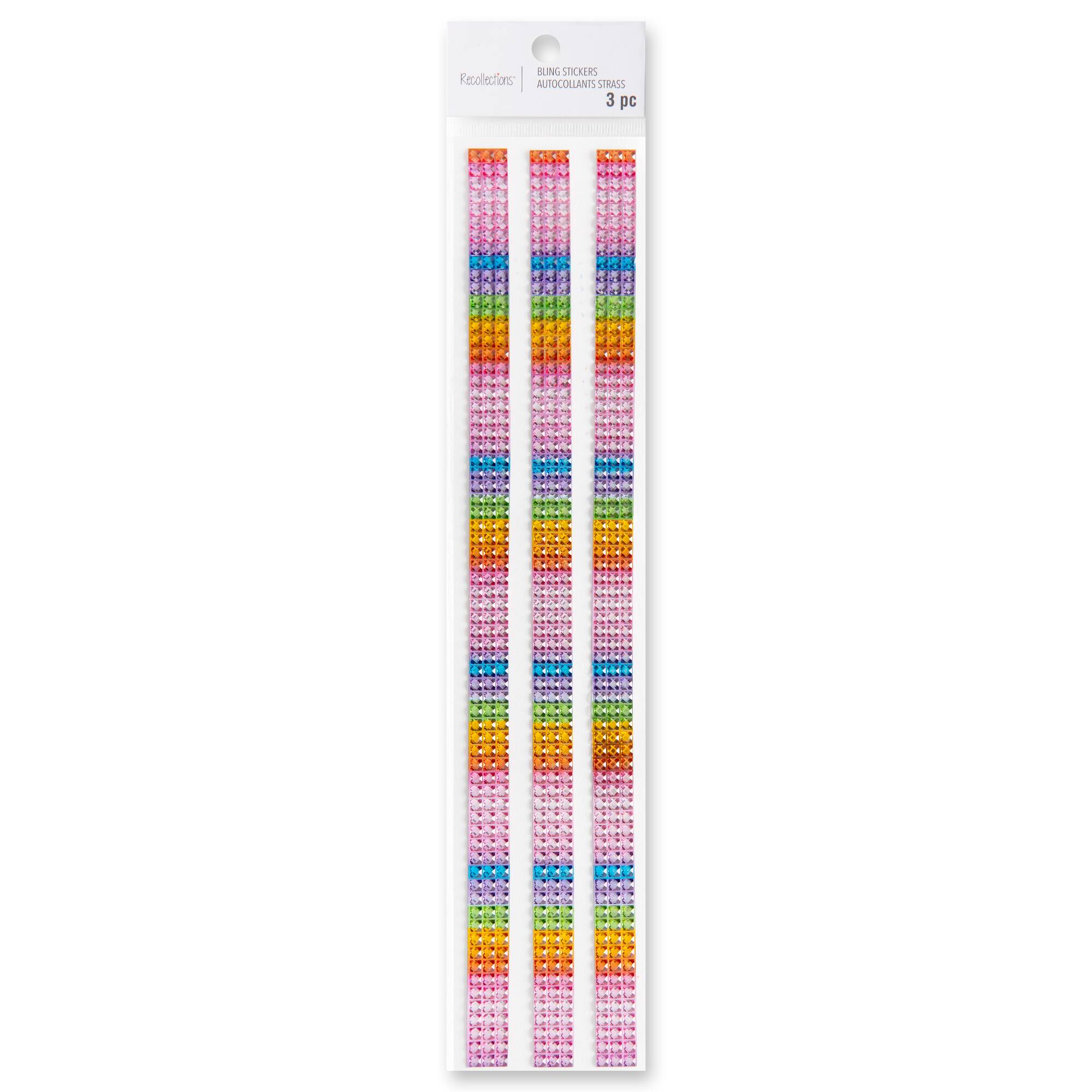 12 Packs: 3 ct. (36 total) Rainbow Border Bling Stickers by Recollections™